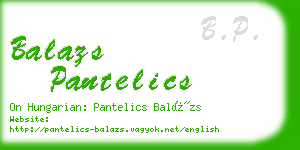 balazs pantelics business card